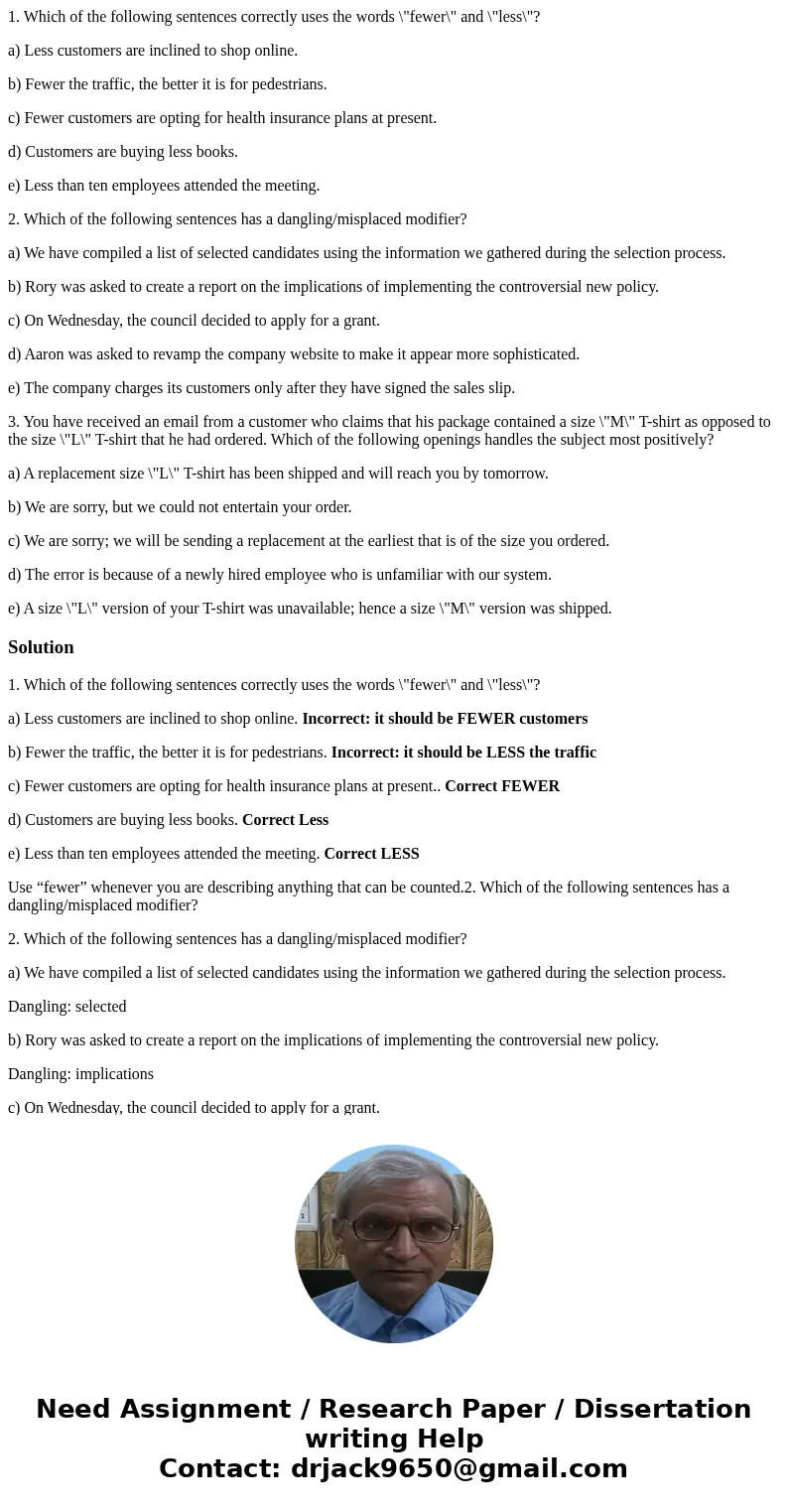 1. Which of the following sentences correctly uses the words \ 1. Which of the following sentences correctly uses the words \