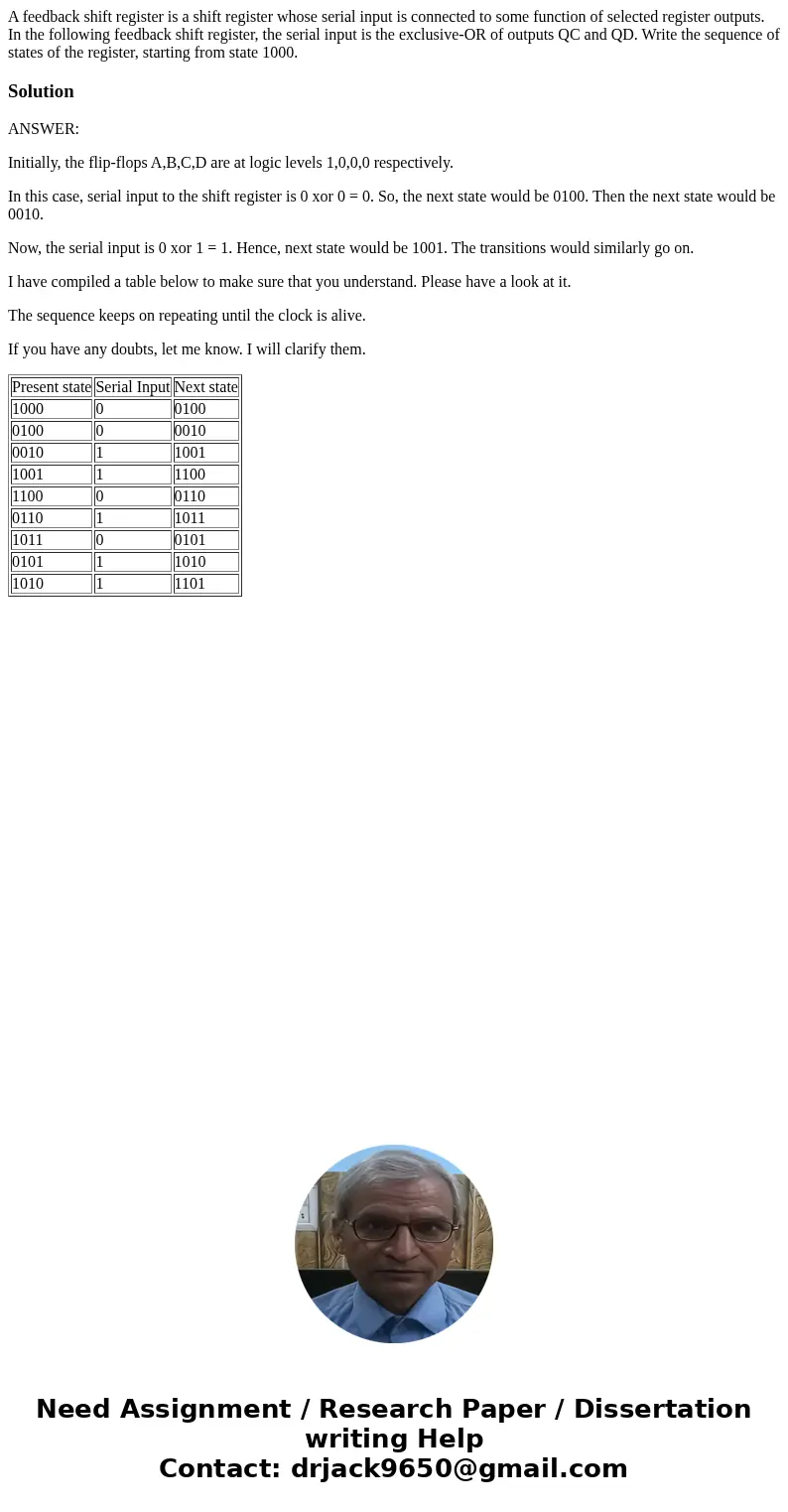 A feedback shift register is a shift register whose serial input is connected to some function of selected register outputs. In the following feedback shift reg A feedback shift register is a shift register whose serial input is connected to some function of selected register outputs. In the following feedback shift reg