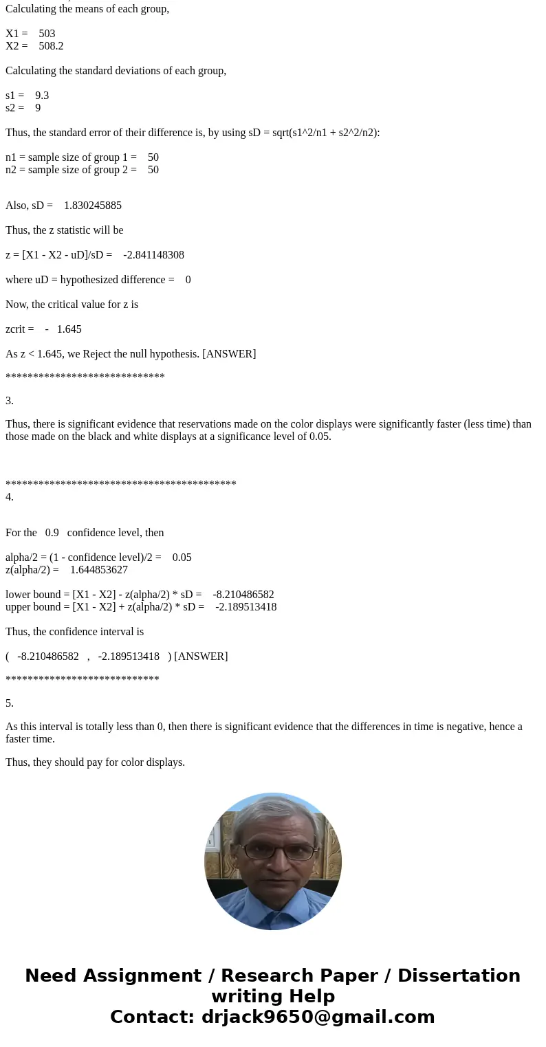 A researcher was tasked with determining whether the video display used by travel agents for booking airline reservations should be in color or in black and whi