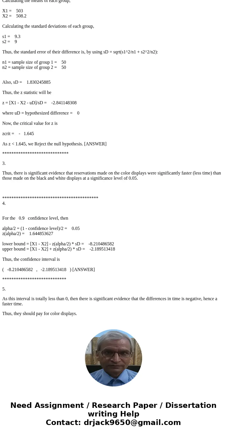 A researcher was tasked with determining whether the video display used by travel agents for booking airline reservations should be in color or in black and whi