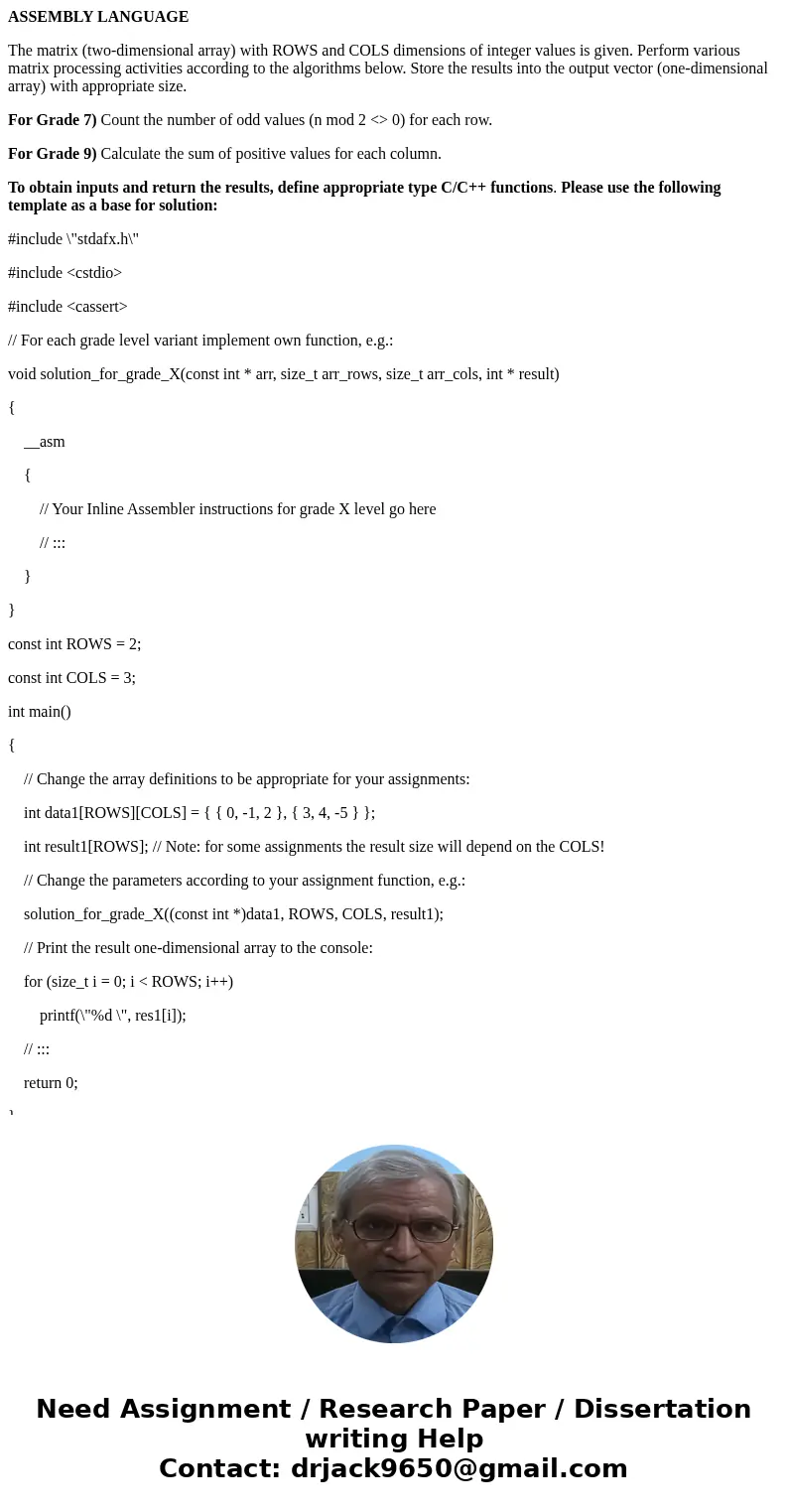 ASSEMBLY LANGUAGE The matrix (two-dimensional array) with ROWS and COLS dimensions of integer values is given. Perform various matrix processing activities acco ASSEMBLY LANGUAGE The matrix (two-dimensional array) with ROWS and COLS dimensions of integer values is given. Perform various matrix processing activities acco