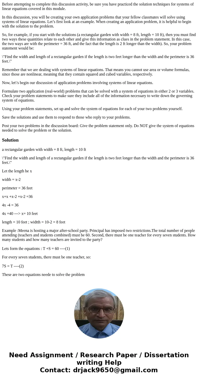 Before attempting to complete this discussion activity, be sure you have practiced the solution techniques for systems of linear equations covered in this modul Before attempting to complete this discussion activity, be sure you have practiced the solution techniques for systems of linear equations covered in this modul