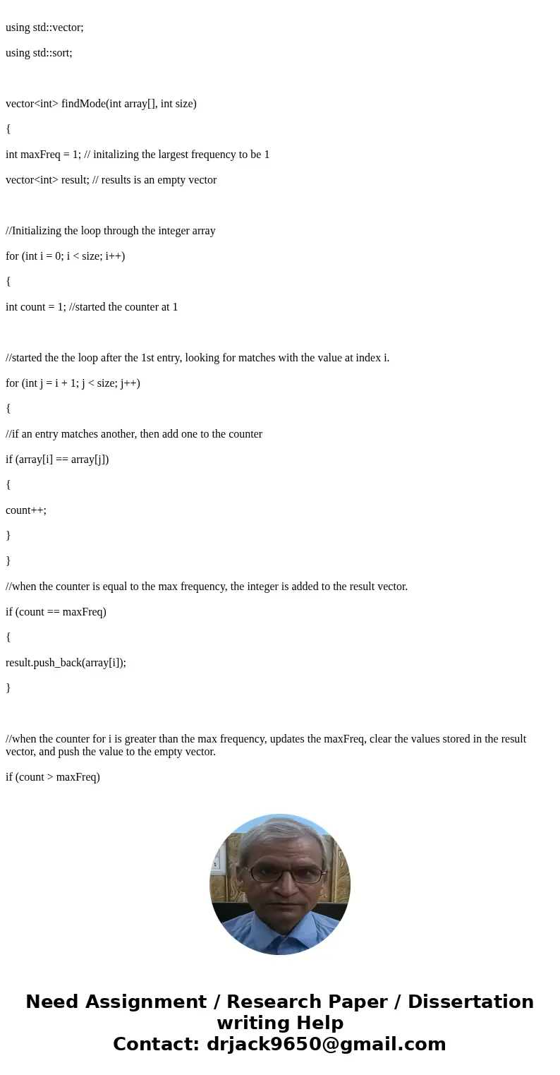  Below is the assignment description and the file I have written. I would love to test this file to make sure that everything is satisfied (vector with all mode