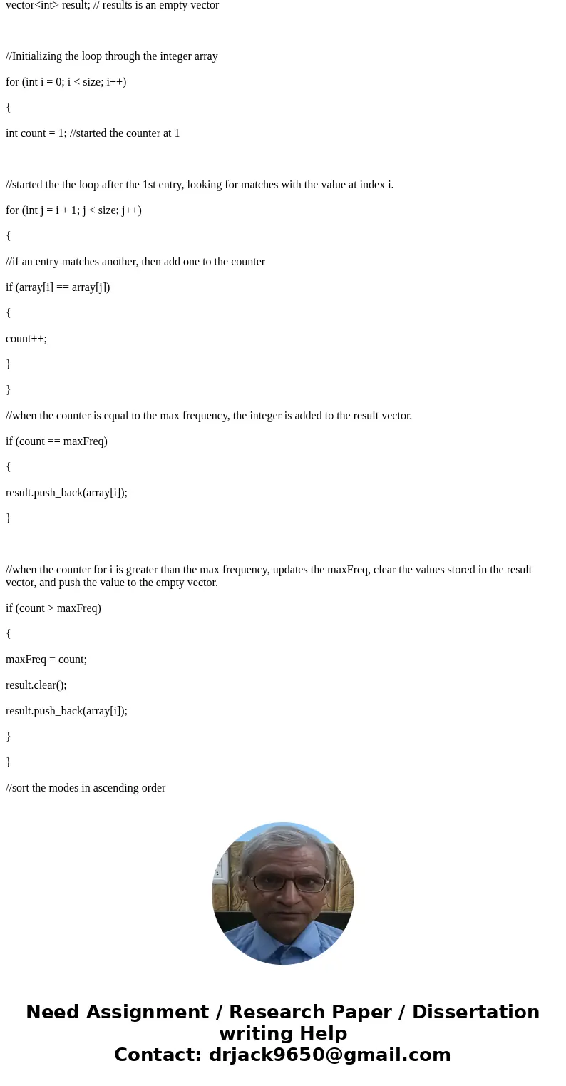  Below is the assignment description and the file I have written. I would love to test this file to make sure that everything is satisfied (vector with all mode