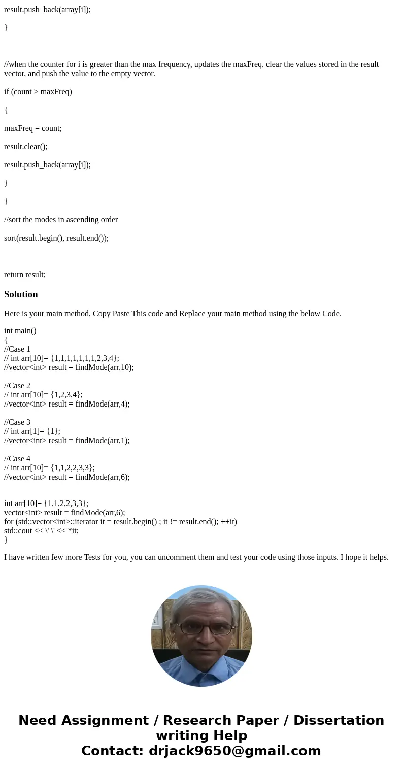  Below is the assignment description and the file I have written. I would love to test this file to make sure that everything is satisfied (vector with all mode