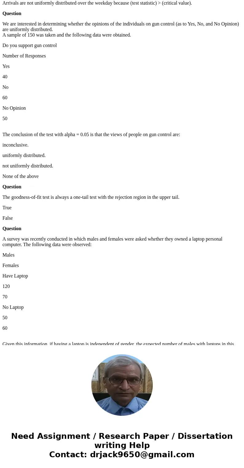 CHAP 13 OIS 3440-STAT Question A chi-square test for goodness-of-fit is used to test whether or not there are any preferences among 3 brands of peas. If the stu CHAP 13 OIS 3440-STAT Question A chi-square test for goodness-of-fit is used to test whether or not there are any preferences among 3 brands of peas. If the stu