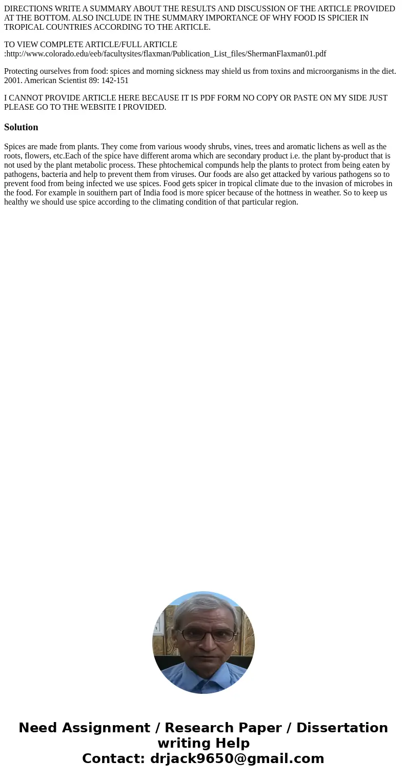 DIRECTIONS WRITE A SUMMARY ABOUT THE RESULTS AND DISCUSSION OF THE ARTICLE PROVIDED AT THE BOTTOM. ALSO INCLUDE IN THE SUMMARY IMPORTANCE OF WHY FOOD IS SPICIER