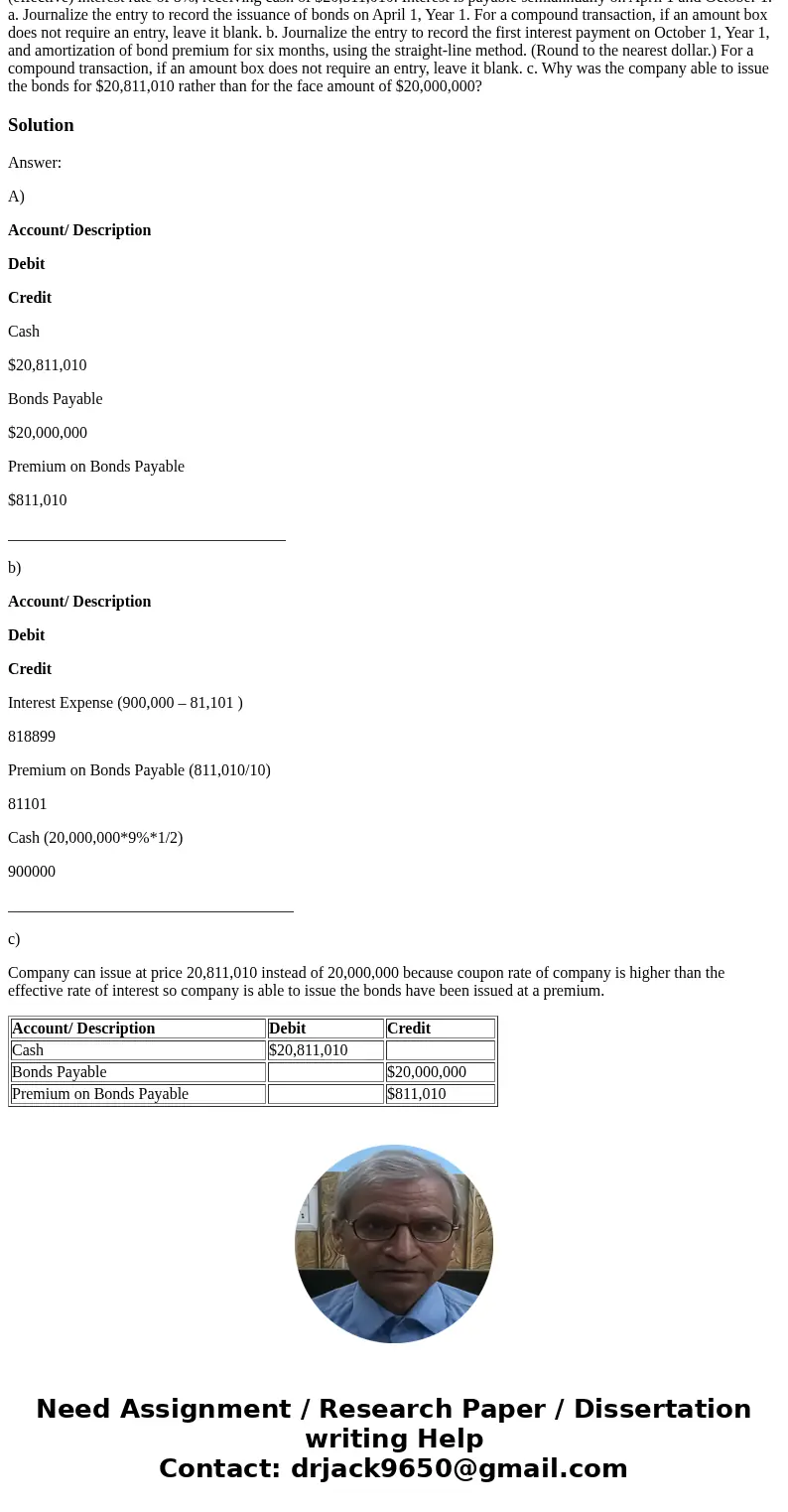 Entries for Issuing Bonds and Amortizing Premium by Straight-Line Method Smiley Corporation wholesales repair products to equipment manufacturers. On April 1,   Entries for Issuing Bonds and Amortizing Premium by Straight-Line Method Smiley Corporation wholesales repair products to equipment manufacturers. On April 1,