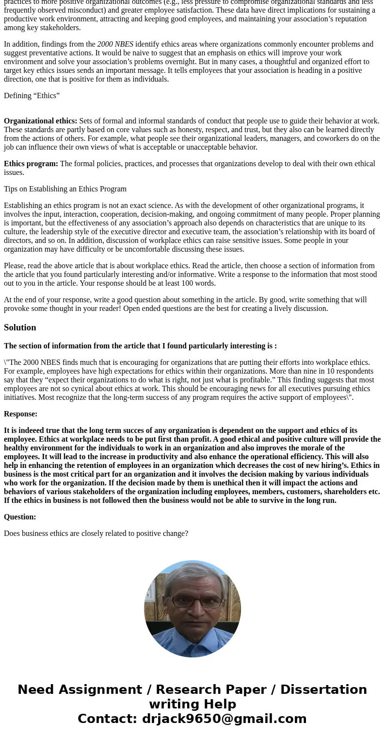 Ethics in the Workplace Home > Publications & Resources > Knowledge Center > Article Index By: Joshua Joseph , Ethics Resource Center, Inc joshua@e