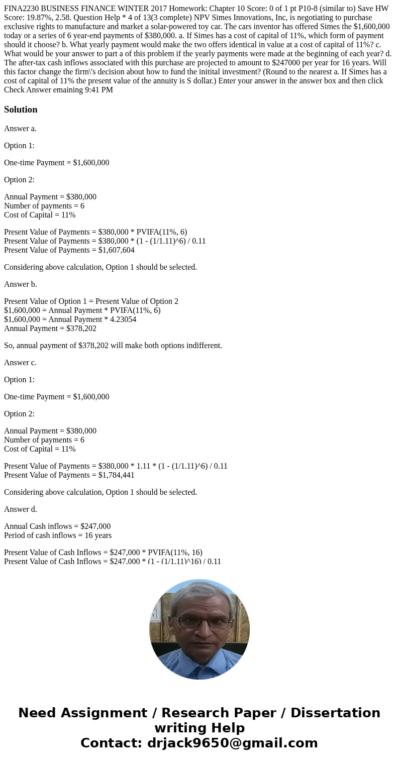 FINA2230 BUSINESS FINANCE WINTER 2017 Homework: Chapter 10 Score: 0 of 1 pt P10-8 (similar to) Save HW Score: 19.87%, 2.58. Question Help * 4 of 13(3 complete)  FINA2230 BUSINESS FINANCE WINTER 2017 Homework: Chapter 10 Score: 0 of 1 pt P10-8 (similar to) Save HW Score: 19.87%, 2.58. Question Help * 4 of 13(3 complete)