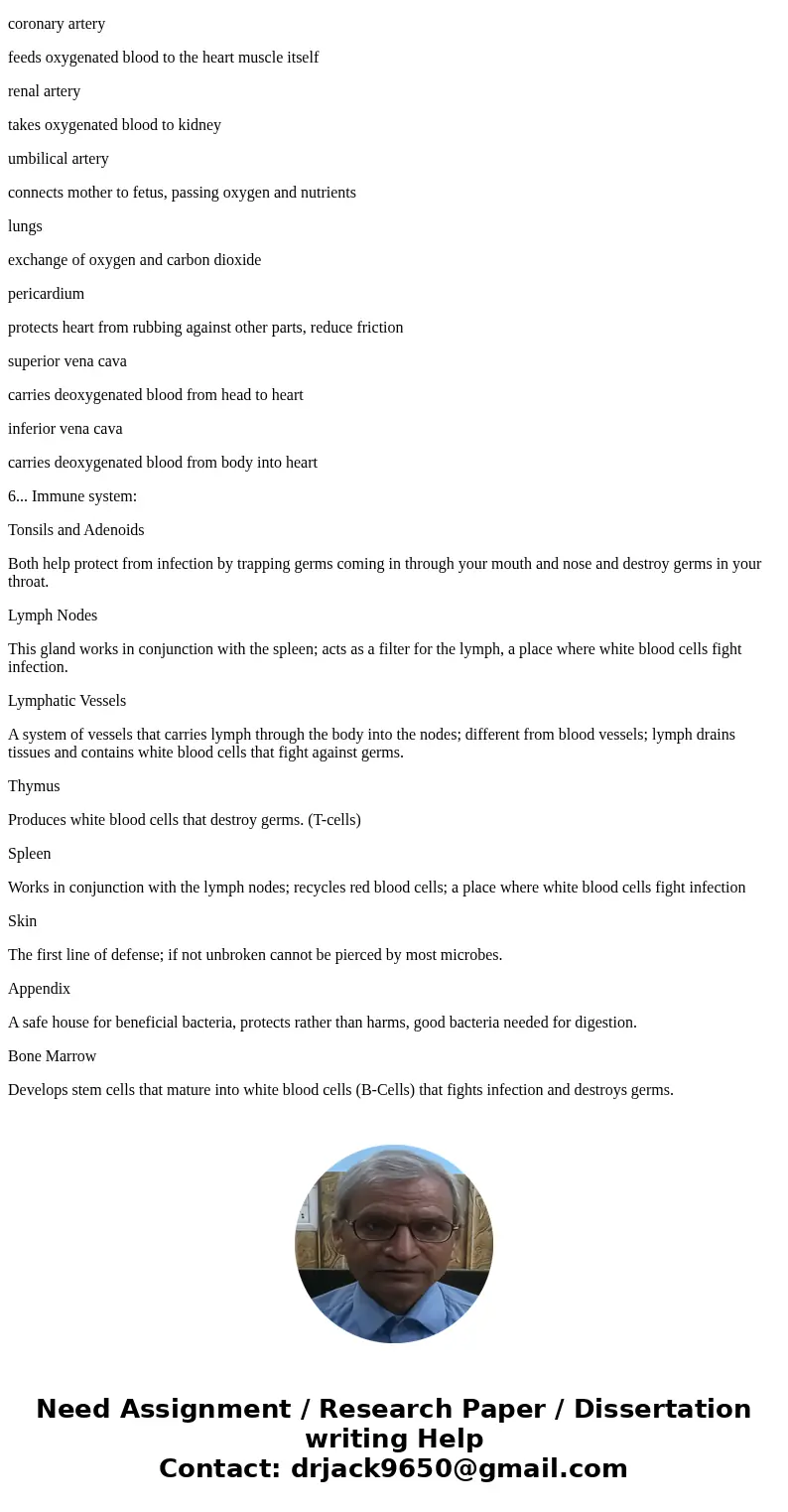  For each mammalian organ system, list the organs and their function. Respiratory Circulatory: Digestive: Immune: Solution1....Main Parts of the Respiratory Sys