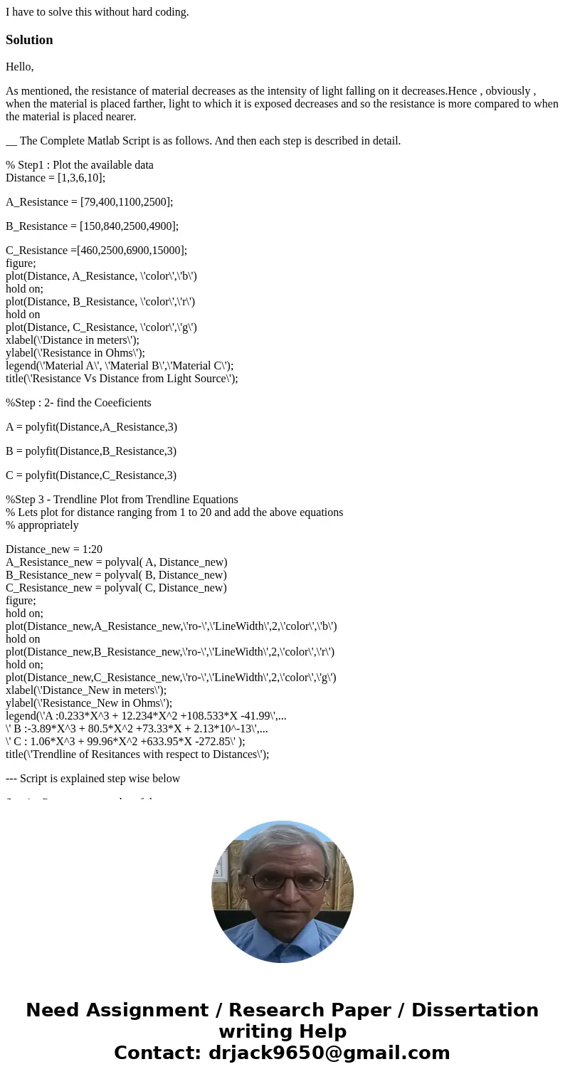 I have to solve this without hard coding.SolutionHello, As mentioned, the resistance of material decreases as the intensity of light falling on it decreases.Hen