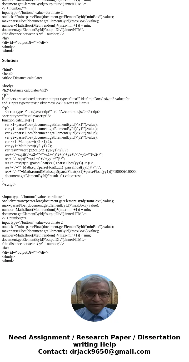 i m trying to get this to use the cordinates of two points to find distance with a button,and show the distance under <html> <head> <title> Di i m trying to get this to use the cordinates of two points to find distance with a button,and show the distance under <html> <head> <title> Di