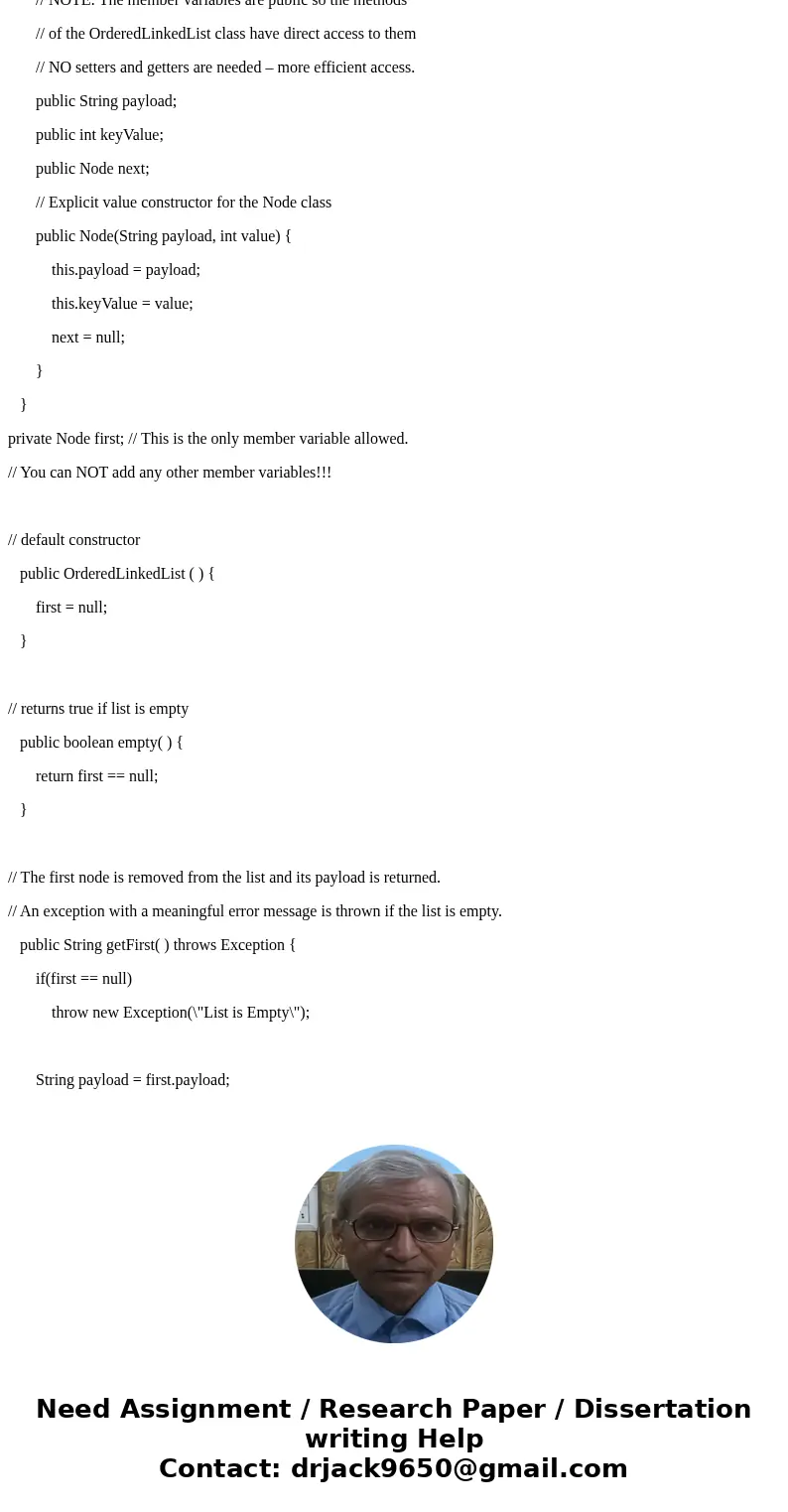 Linked Lists NOTICE: There are NO static variables allowed. The only class that a static method is allowed is in theTestDriver class. The only static method tha