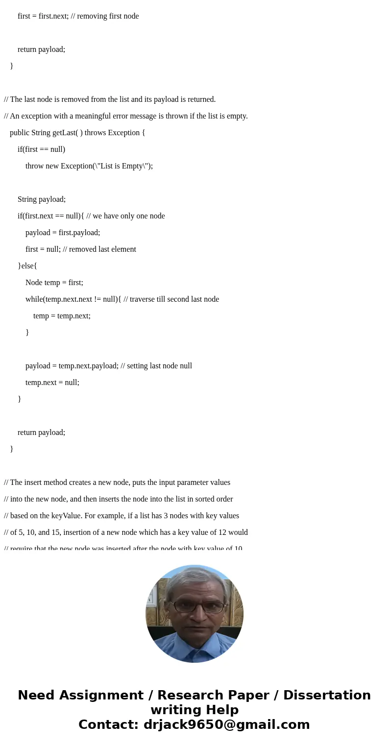Linked Lists NOTICE: There are NO static variables allowed. The only class that a static method is allowed is in theTestDriver class. The only static method tha