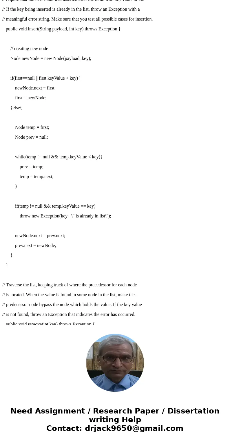 Linked Lists NOTICE: There are NO static variables allowed. The only class that a static method is allowed is in theTestDriver class. The only static method tha