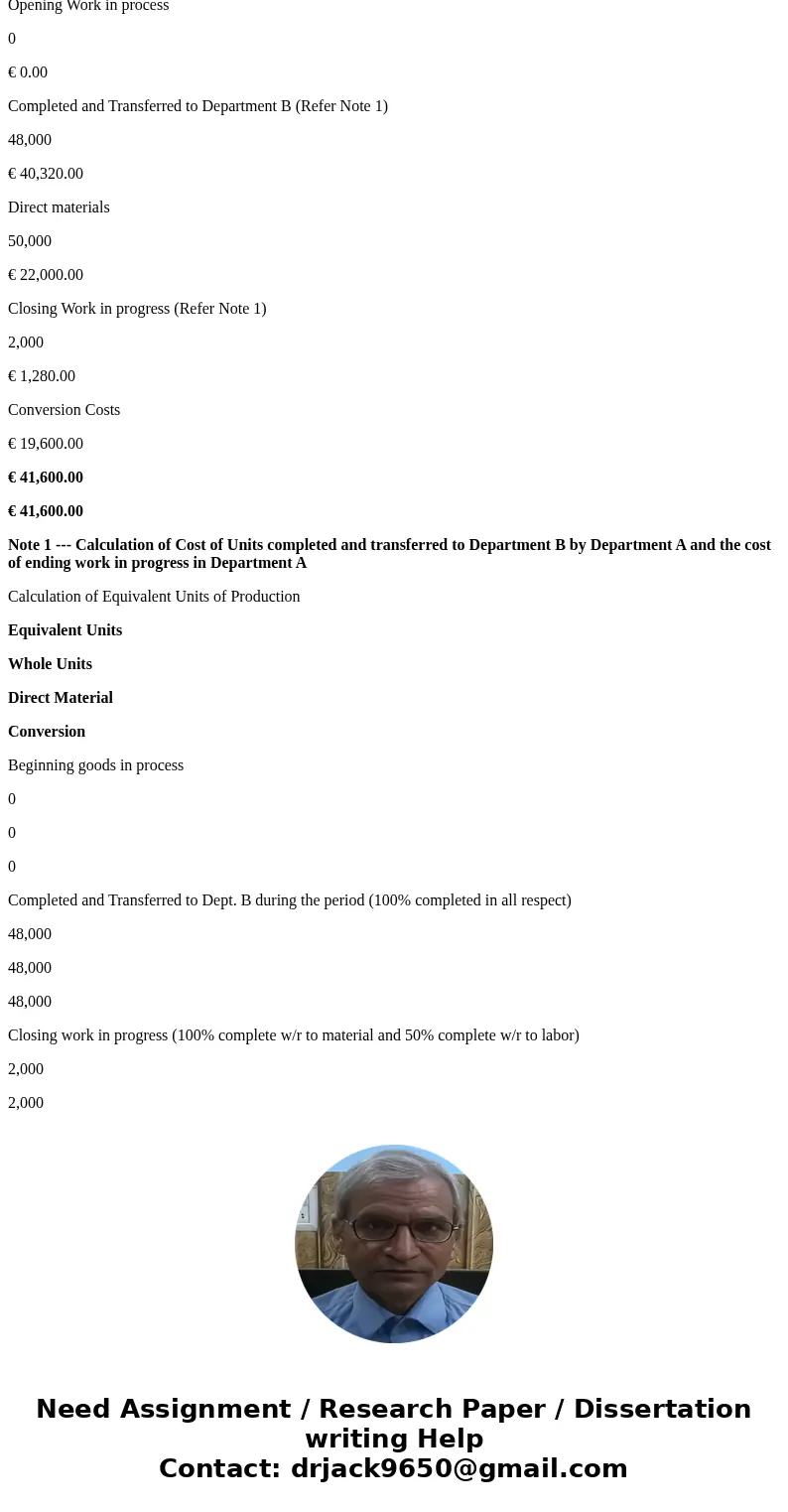  Lucan Limited has two processes. Material is introduced at the beginning of the process in Department A, and additional material is added at the end of the pro