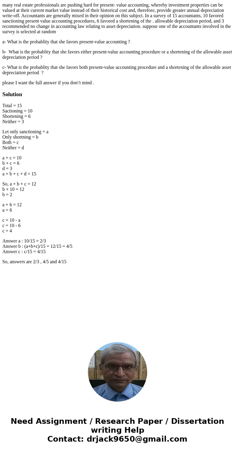 many real estate professionals are pushing hard for present- value accounting, whereby investment properties can be valued at their current market value instead
