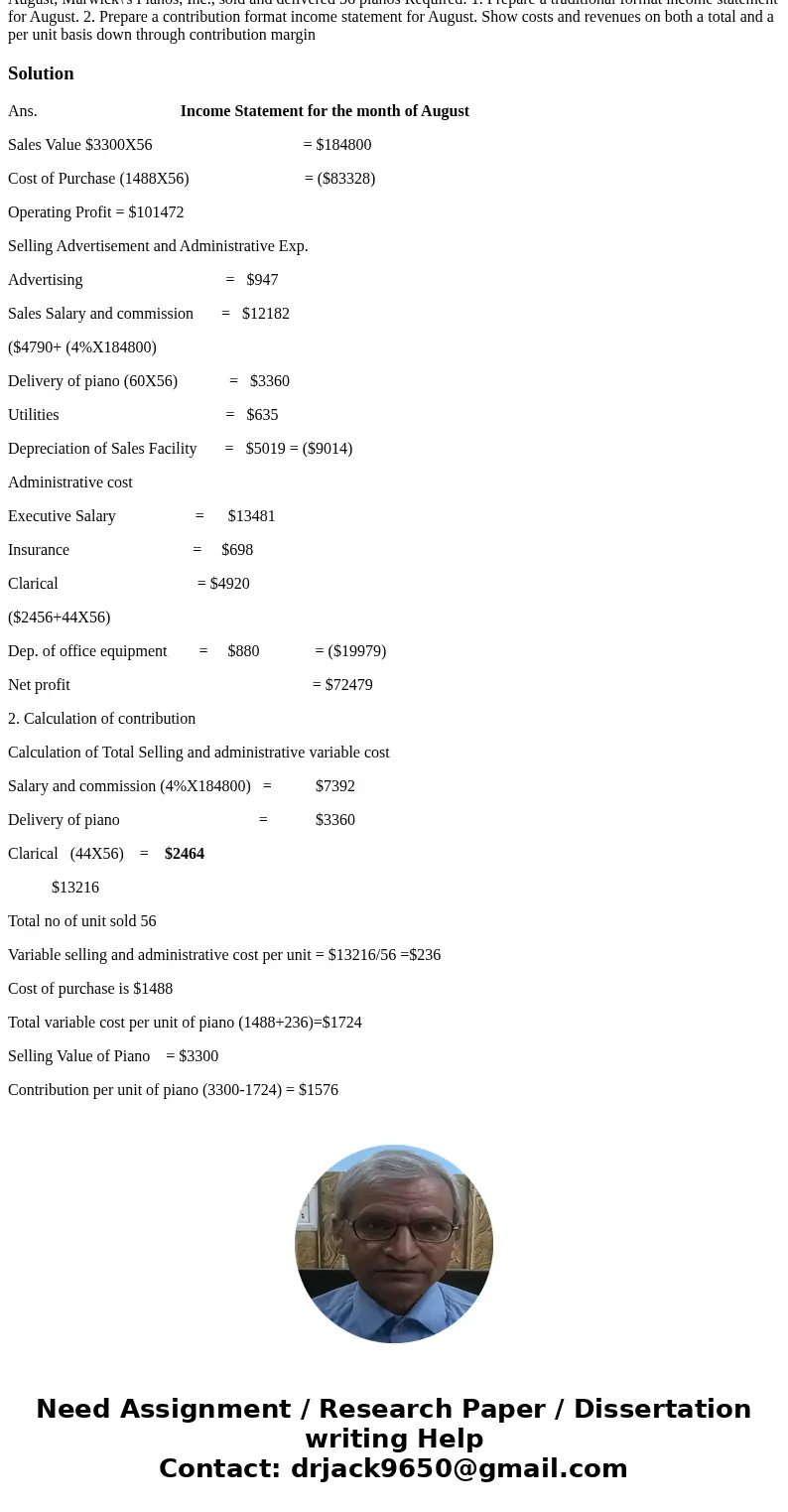  Marwick\'s Pianos, Inc., purchases pianos from a large manufacturer for an average cost of $1,488 per unit and then sells them to retai customers for an averag
