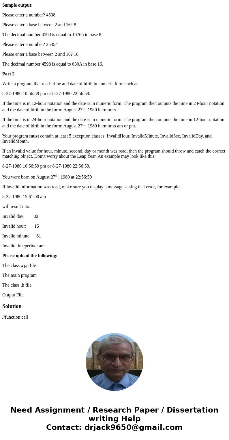 Need help with this c++ assignment There are two parts to this assignment. Part 1 Write a program that uses a recursive function to convert a number in decimal  Need help with this c++ assignment There are two parts to this assignment. Part 1 Write a program that uses a recursive function to convert a number in decimal