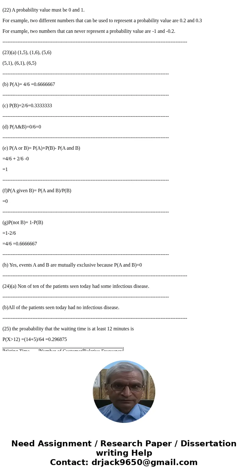  Sample problems related to text\'s Chapter 4 22. Give examples of two different numbers that can be used to represent a probability value. Then, give examples 