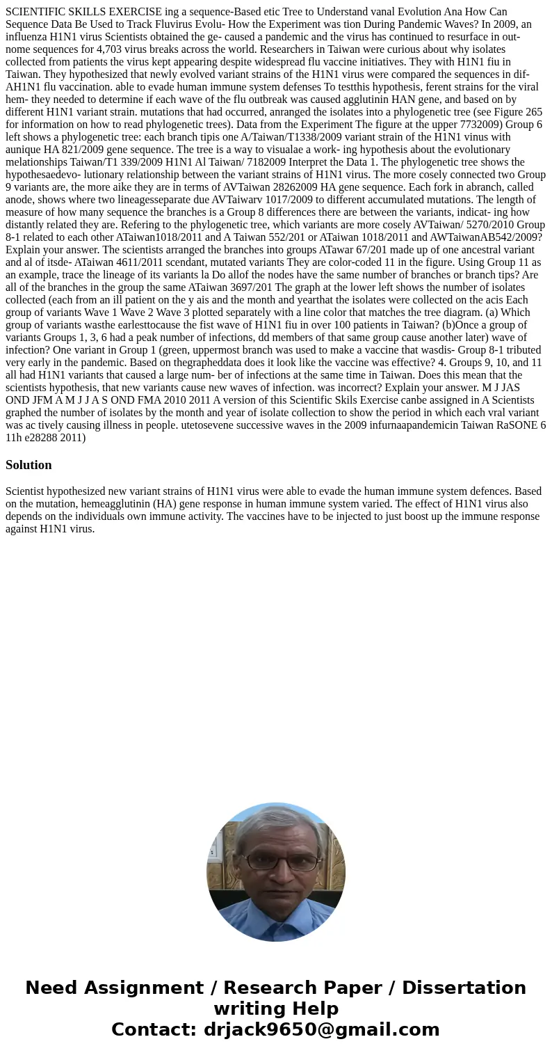  SCIENTIFIC SKILLS EXERCISE ing a sequence-Based etic Tree to Understand vanal Evolution Ana How Can Sequence Data Be Used to Track Fluvirus Evolu- How the Expe