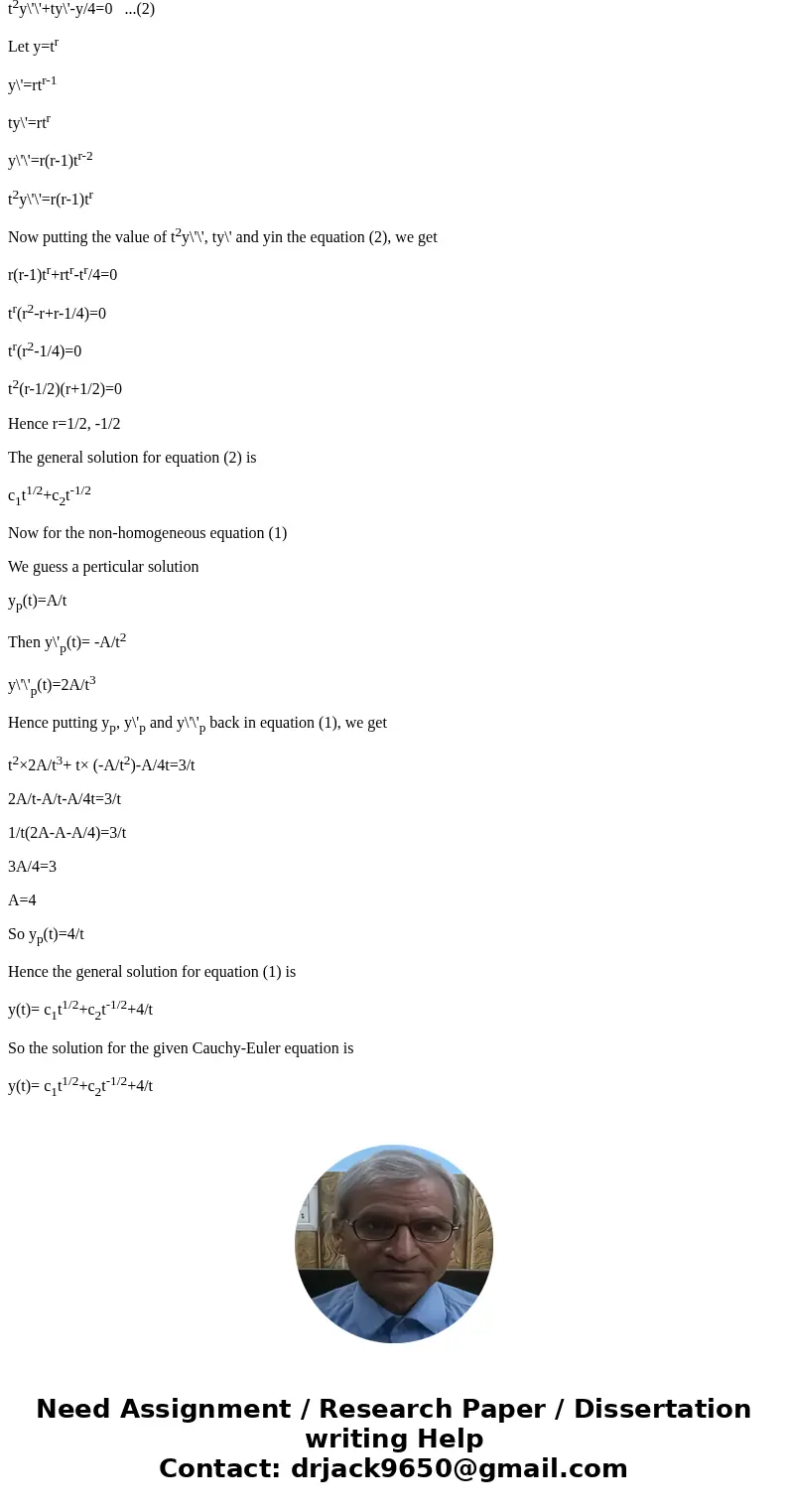 Solve Cauchy-Euler equation Solve Cauchy-Euler equation 4t^2 y\