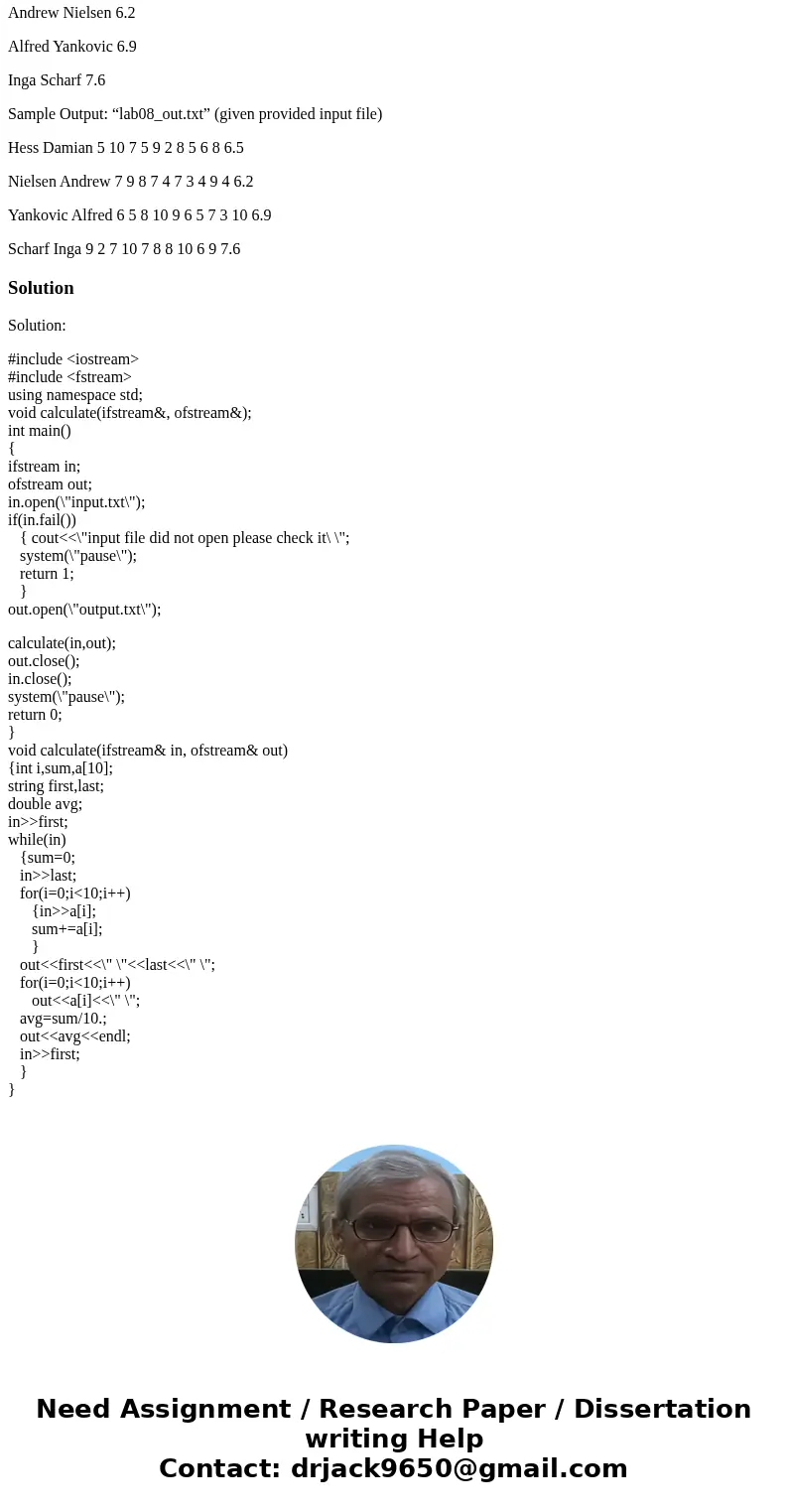 Write a program to compute numeric grades for a course. The course records are in a file that will serve as the input file. The input file is in exactly the fol