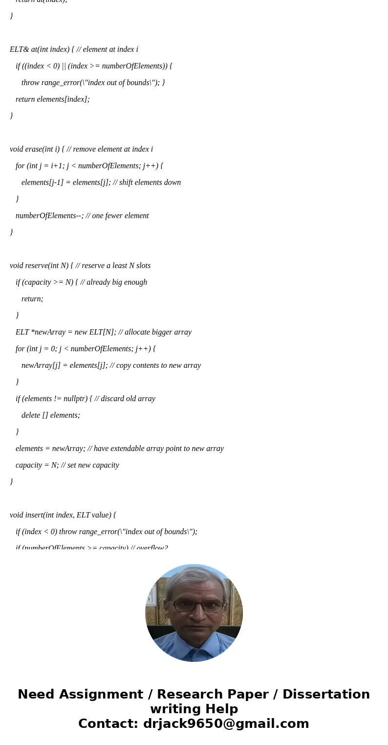 Write a wrapper class implementation of a Stack that uses the ExtendableVector class. Only need to implement these public methods: #include “ExtendableVector.h”