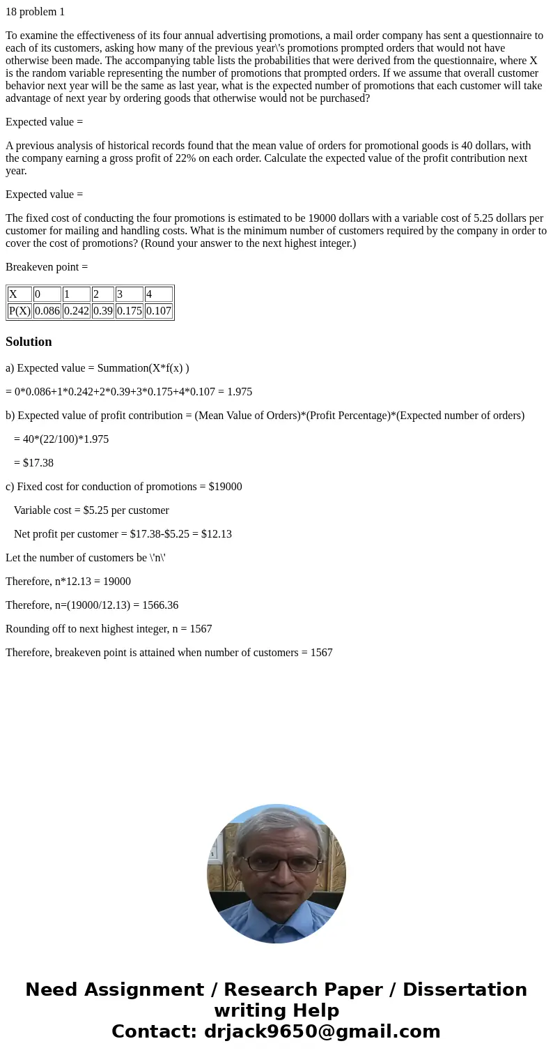 18 problem 1 To examine the effectiveness of its four annual advertising promotions, a mail order company has sent a questionnaire to each of its customers, ask 18 problem 1 To examine the effectiveness of its four annual advertising promotions, a mail order company has sent a questionnaire to each of its customers, ask