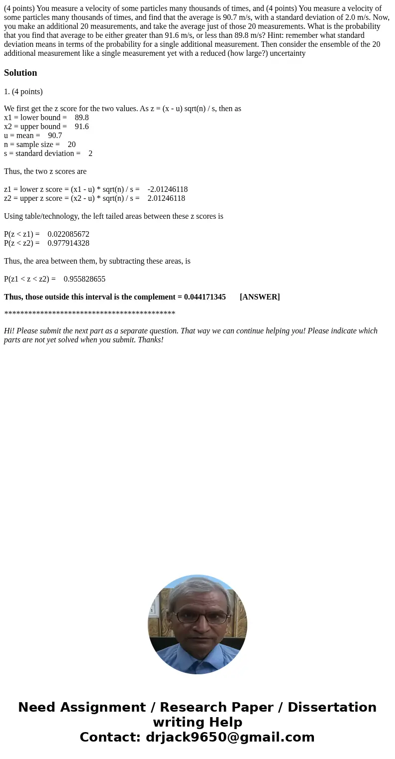(4 points) You measure a velocity of some particles many thousands of times, and (4 points) You measure a velocity of some particles many thousands of times, a  (4 points) You measure a velocity of some particles many thousands of times, and (4 points) You measure a velocity of some particles many thousands of times, a