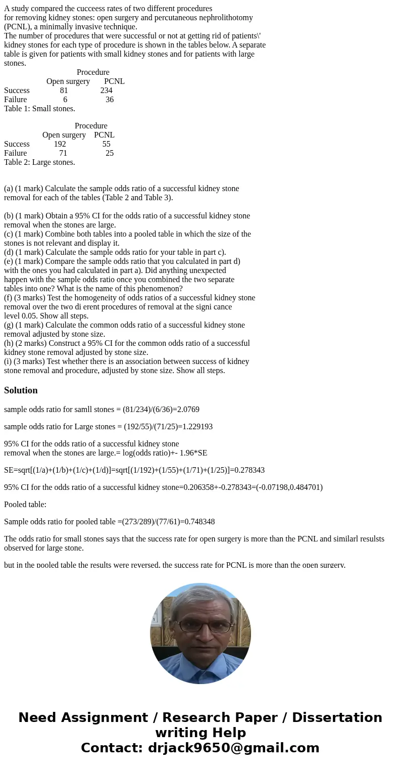 A study compared the cucceess rates of two different procedures for removing kidney stones: open surgery and percutaneous nephrolithotomy (PCNL), a minimally in A study compared the cucceess rates of two different procedures for removing kidney stones: open surgery and percutaneous nephrolithotomy (PCNL), a minimally in