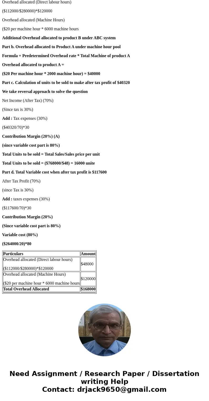 Billy Corp allocated the following amounts of manufacturing overhead to Products A & B using only direct labor hours as a driver: Product A 168,000 Product  Billy Corp allocated the following amounts of manufacturing overhead to Products A & B using only direct labor hours as a driver: Product A 168,000 Product