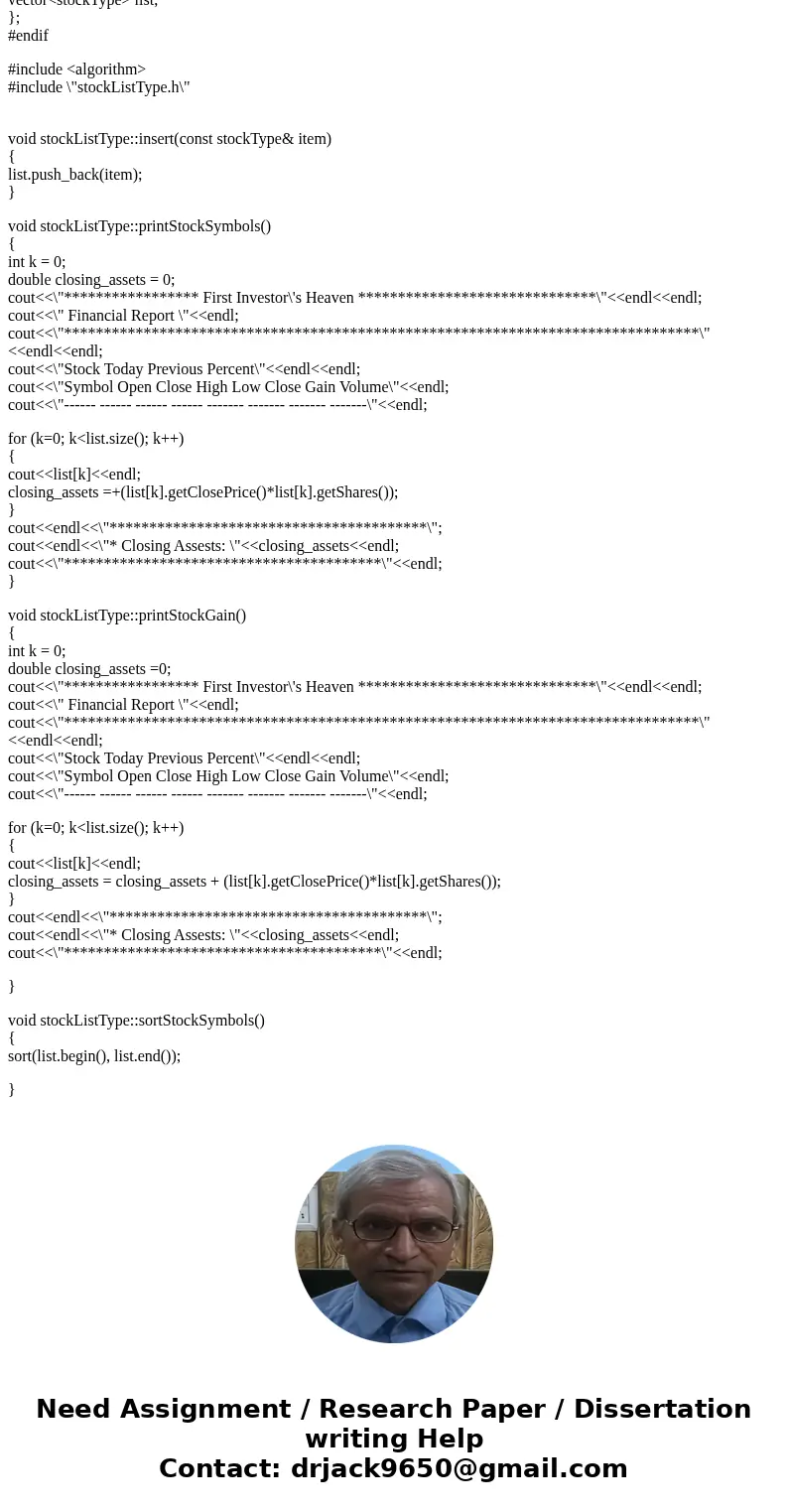 C++ programming (Stock Market) Write a program to help a local stock trading company automate its systems. The company invests only in the stock market. At the  C++ programming (Stock Market) Write a program to help a local stock trading company automate its systems. The company invests only in the stock market. At the