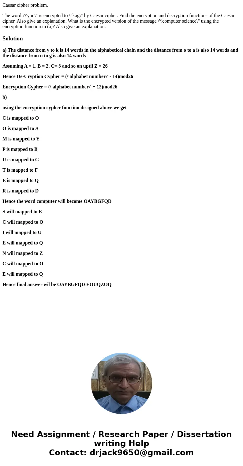 Caesar cipher problem. The word \'\'you\