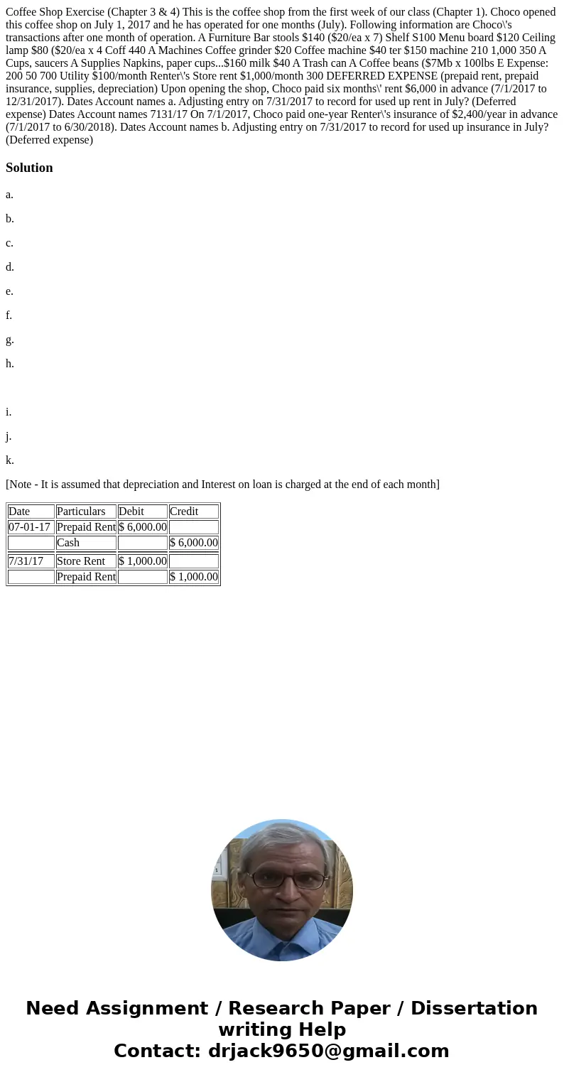 Coffee Shop Exercise (Chapter 3 & 4) This is the coffee shop from the first week of our class (Chapter 1). Choco opened this coffee shop on July 1, 2017 an  Coffee Shop Exercise (Chapter 3 & 4) This is the coffee shop from the first week of our class (Chapter 1). Choco opened this coffee shop on July 1, 2017 an