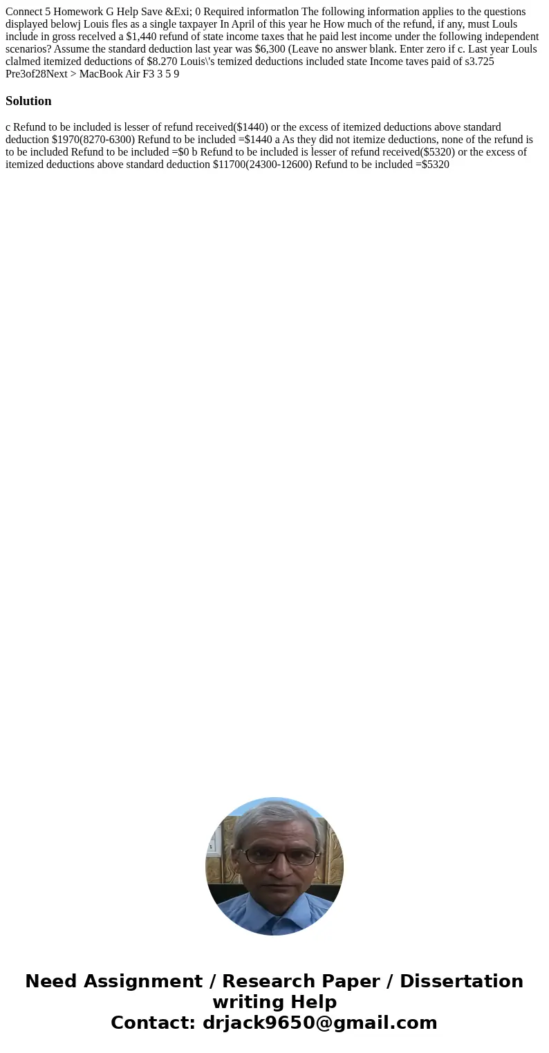 Connect 5 Homework G Help Save &Exi; 0 Required informatlon The following information applies to the questions displayed belowj Louis fles as a single taxp  Connect 5 Homework G Help Save &Exi; 0 Required informatlon The following information applies to the questions displayed belowj Louis fles as a single taxp