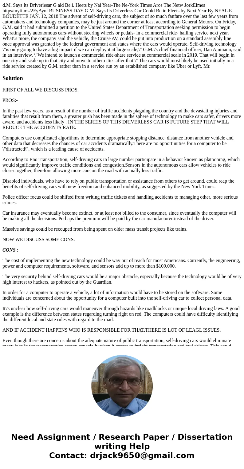  d.M. Says Its Driverlesar G ald Be i. Heets by Nai Year-The Ne-York Times Aros The Netw JorkEimes https/myti.ms/2FyAynt BUSINESS DAY G.M. Says Its Driverless C