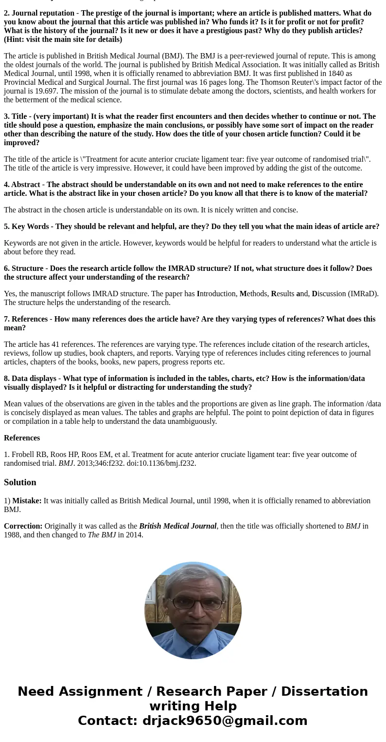 [Essay Question] Following is the findings of a scientific article that a student reported. Take a look at the following evaluation of a research article and sp