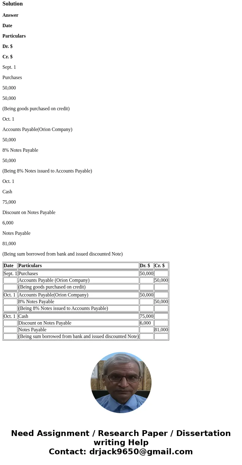 Ilustration: (Accounts and Notes Payable) The following are selected 2014 transactions of Darby Corporation. Sept. 1- Purchased inventory from Orion Company on  Ilustration: (Accounts and Notes Payable) The following are selected 2014 transactions of Darby Corporation. Sept. 1- Purchased inventory from Orion Company on