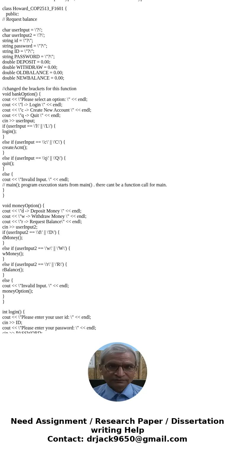 I\'m writing a c++ program and I\'m not sure why it\'s not working. #include <iostream> #include <string> #include <iomanip> using namespace s