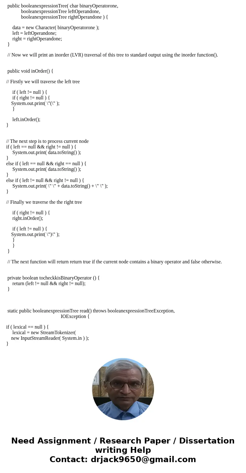 In Java I am trying to create an operand tree for a boolean expression. It should take input from the user such as ttO and creates a tree where t stands for tru
