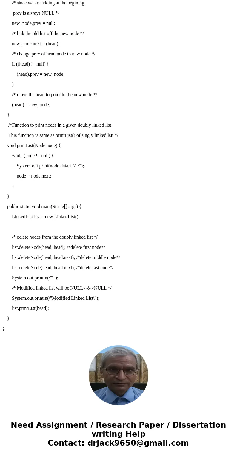 in Java (ignore the last line thats hidden) Create a doubly linked list whose nodes contain Strings. Your list should include the following methods: Insert a no in Java (ignore the last line thats hidden) Create a doubly linked list whose nodes contain Strings. Your list should include the following methods: Insert a no