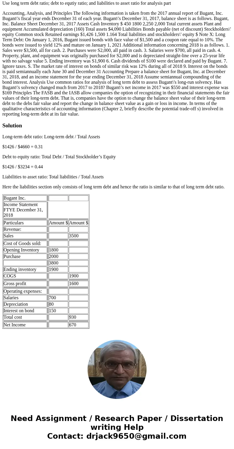 INCLUDE T-ACCOUNTS USED TO GET TO THE INCOME STATMENT Use long term debt ratio; debt to equtiy ratio; and liabilities to asset ratio for analysis part Accountin