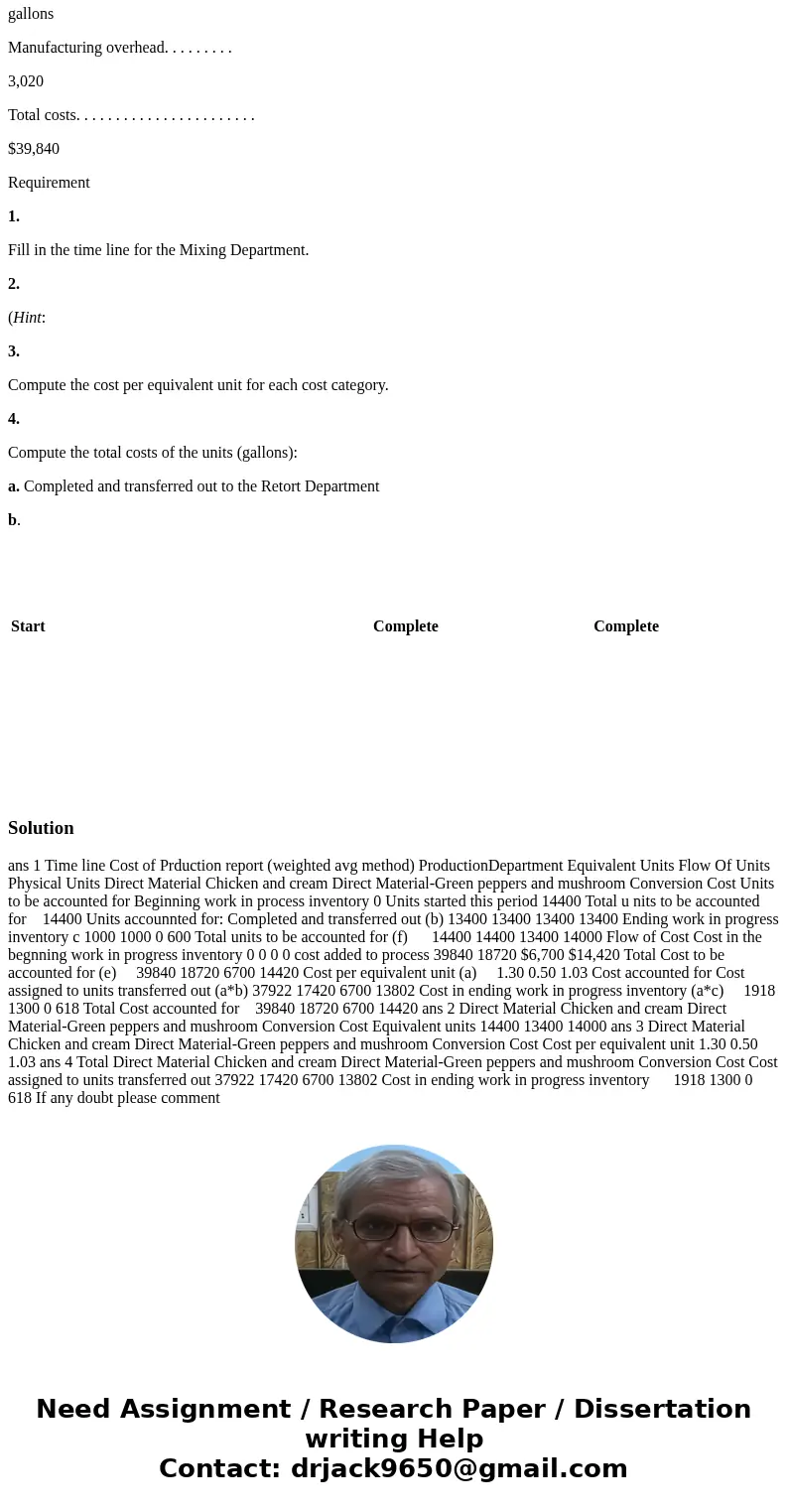 Kun pow produces canned chicken a la king. The chicken a la king passes through three departments: (1) Mixing, (2) Retort (sterilization), and (3) Packing. In t