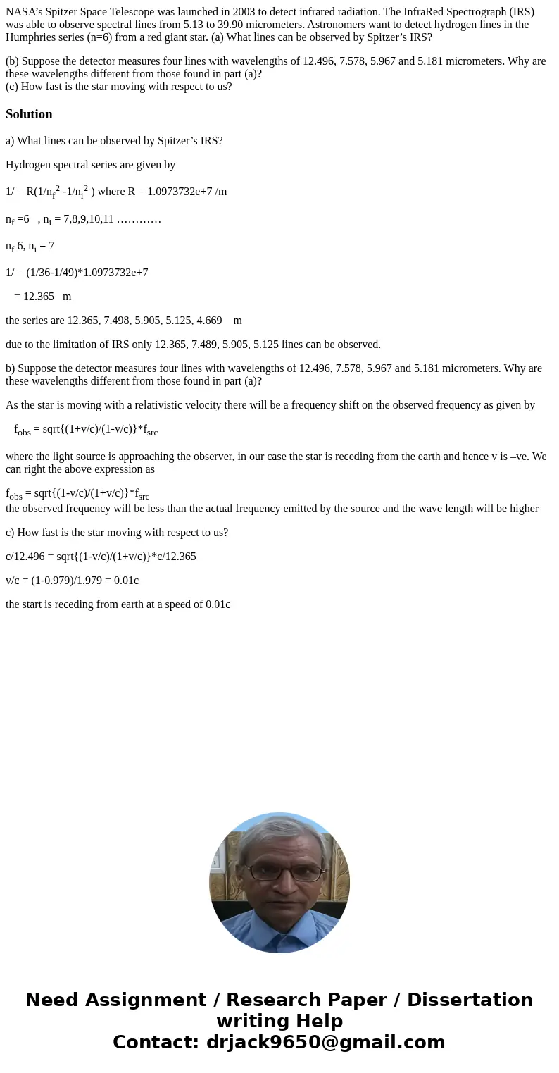 NASA’s Spitzer Space Telescope was launched in 2003 to detect infrared radiation. The InfraRed Spectrograph (IRS) was able to observe spectral lines from 5.13 t NASA’s Spitzer Space Telescope was launched in 2003 to detect infrared radiation. The InfraRed Spectrograph (IRS) was able to observe spectral lines from 5.13 t