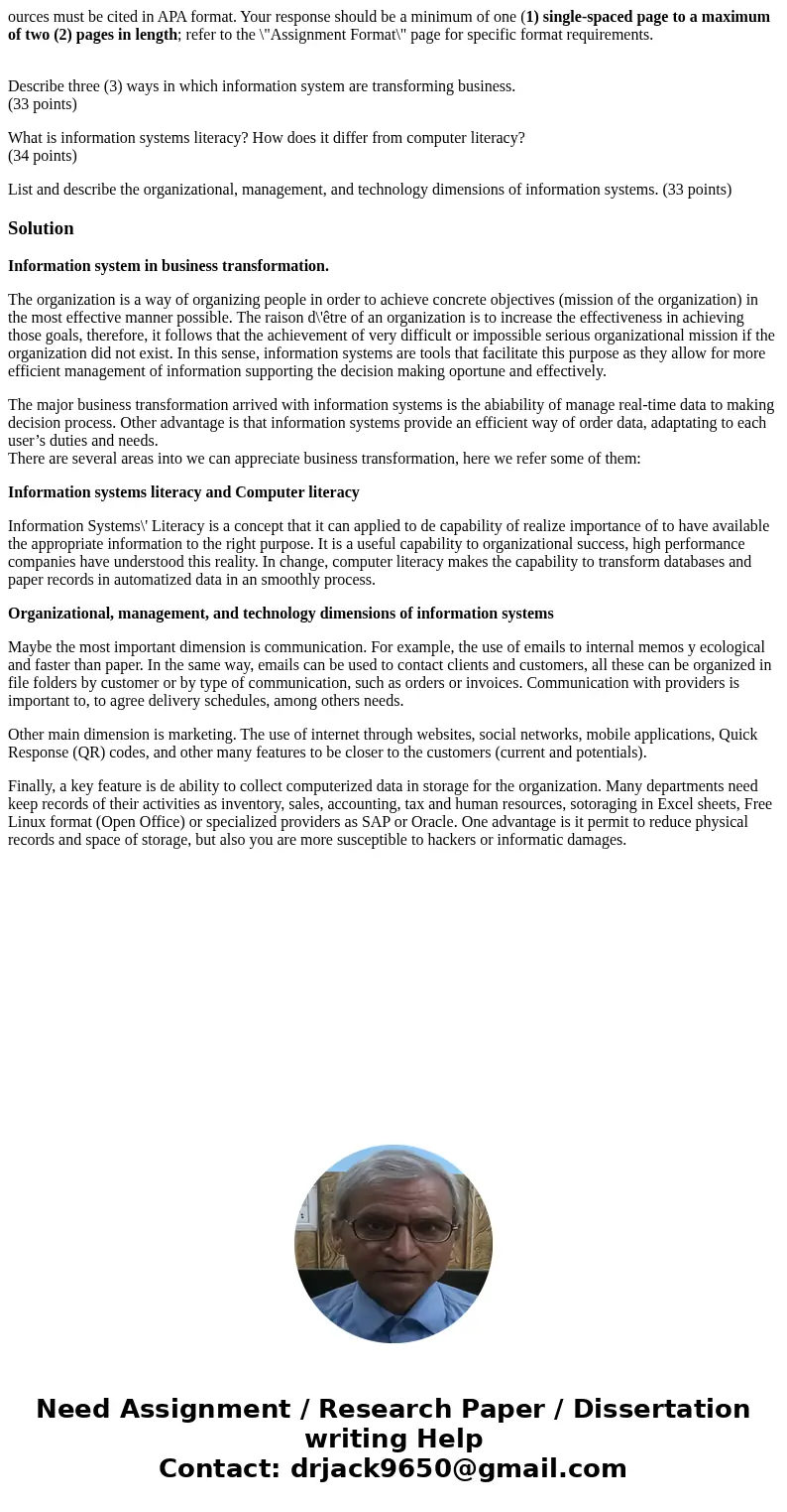 ources must be cited in APA format. Your response should be a minimum of one (1) single-spaced page to a maximum of two (2) pages in length; refer to the \ ources must be cited in APA format. Your response should be a minimum of one (1) single-spaced page to a maximum of two (2) pages in length; refer to the \