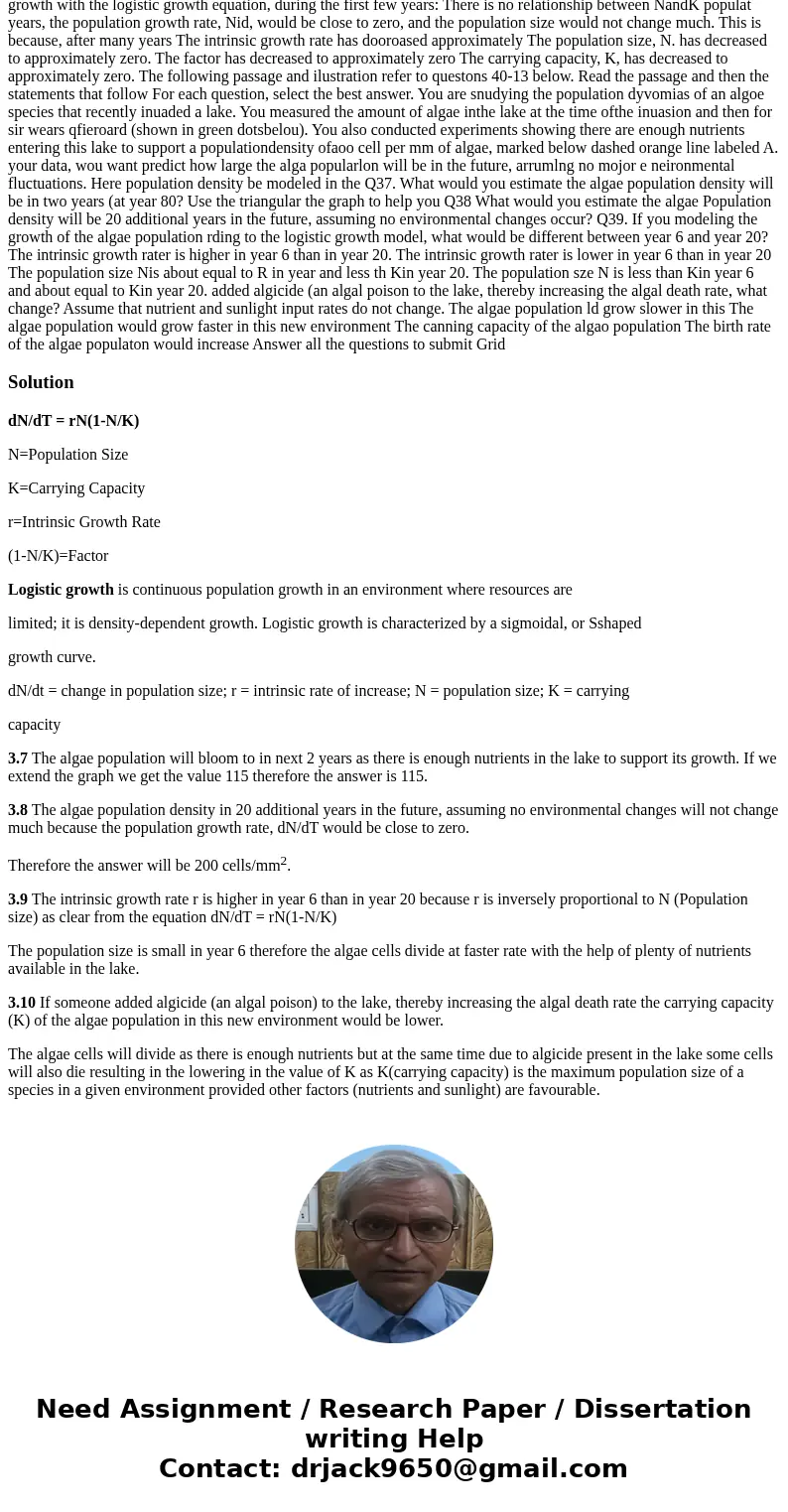 Q3.4. Which graph represents approximately how you might expect the population to change over very many years? Q3.4. Which graph represents approximately how yo