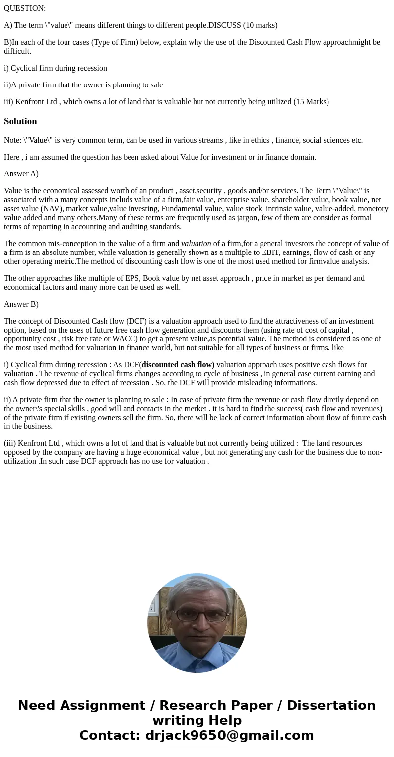 QUESTION: A) The term \ QUESTION: A) The term \