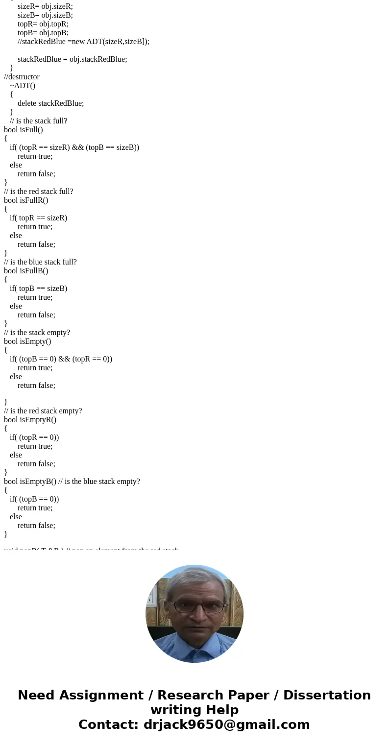 Stacks Design an ADT for a two-color, T-stack that consists of two stacks - one \ Stacks Design an ADT for a two-color, T-stack that consists of two stacks - one \
